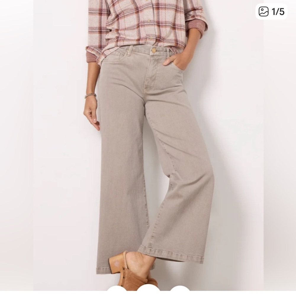 Kut from the kloth meg fab ab tan/gray wide leg jeans